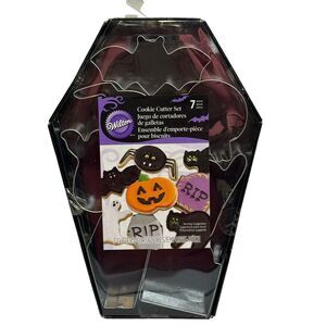 Wilton Halloween Cookie Cutter Set Of 7 Metal Bat Pumpkin Cat Ghost Spider New
